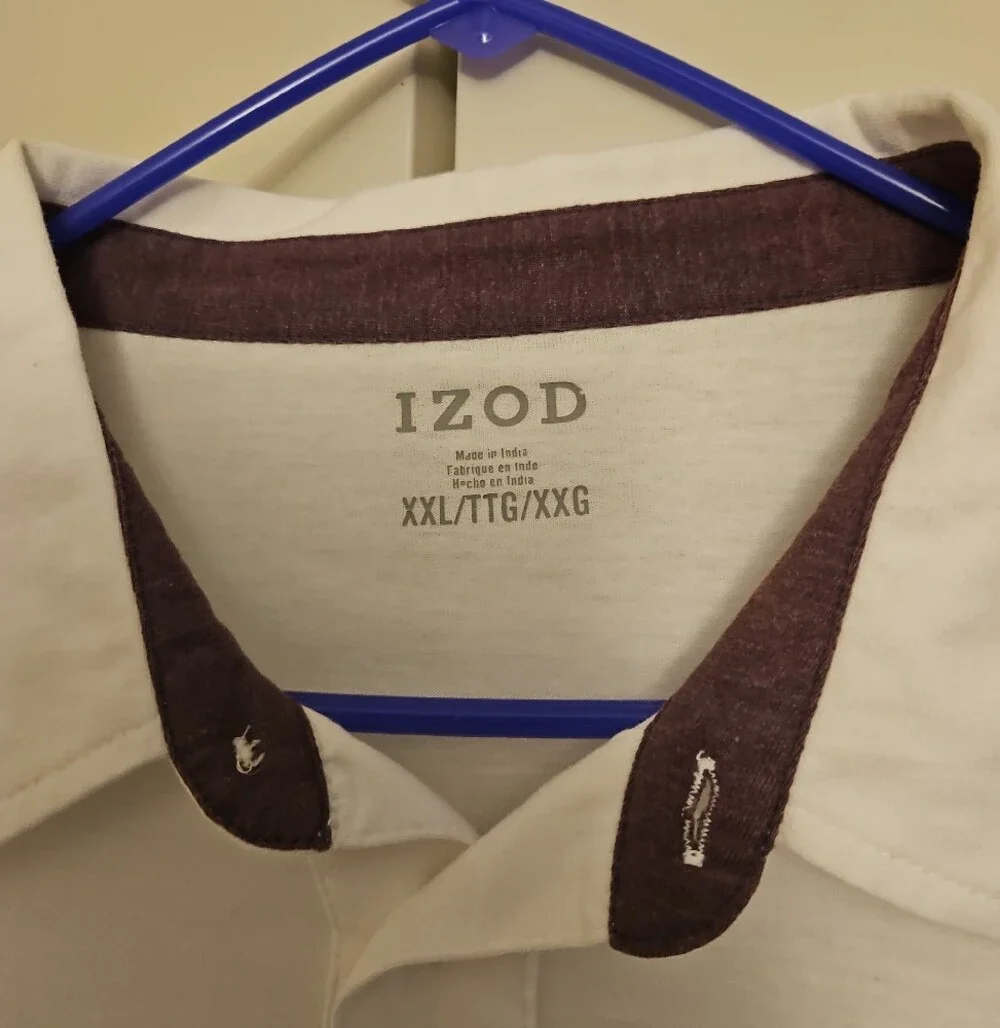 Izod White Polo with Contrast Dark Collar